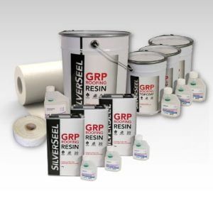Contents - 25m2 Silverseel Fire retardant Fibreglass Roofing Kit 450g