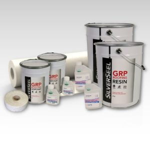 Contents - 15m2 Silverseel Fire Retardant Fibreglass Roofing Kit 2 x 450g