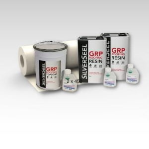 Contents - 2.5m2 Silverseel Fire Retardant Fibreglass Roofing Kit 2 x 450g