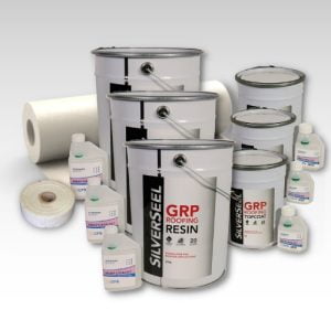 Contents - 25m2 Silverseel Fire Retardant Fibreglass Roofing Kit 2 x 450g