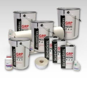 Contents - 30m2 Silverseel Fire Retardant Fibreglass Roofing Kit 2 x 450g