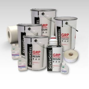 Contents - 35m2 Silverseel Fire retardant Fibreglass Roofing Kit 600g