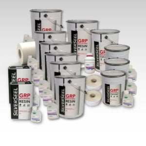 Contents - 60m2 Silverseel Fire Retardant Fibreglass Roofing Kit 2 x 450g