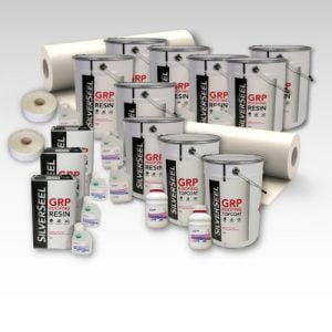 Contents - 70m2 Silverseel Fire Retardant Fibreglass Roofing Kit 2 x 450g