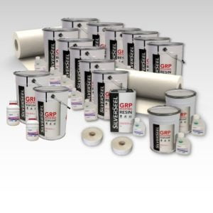 Contents - 90m2 Silverseel Fire Retardant Fibreglass Roofing Kit 2 x 450g