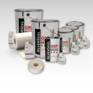 Contents - 20m2 Silverseel Fire Retardant Fibreglass Roofing Kit 2 x 450g